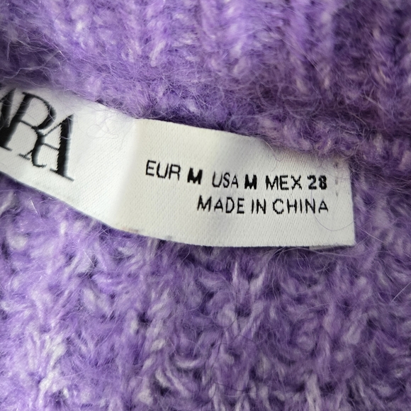 Zara Alpaca-Wool Blend Pullover Knit Ribbed Lavender Sweater - Picture 13 of 15